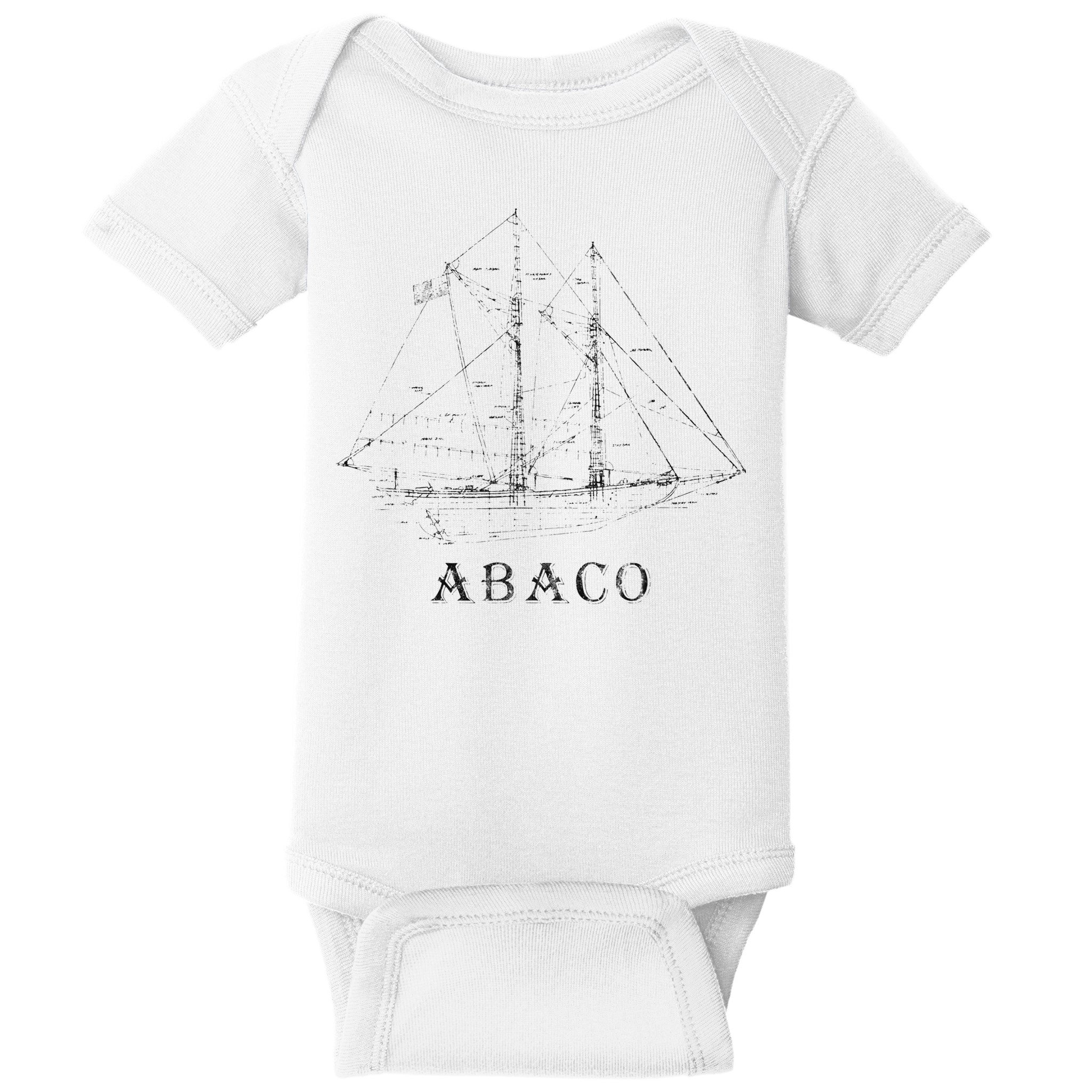 Abaco Bahamas Vintage Retro Classic Sailboat Vacation Baby Bodysuit