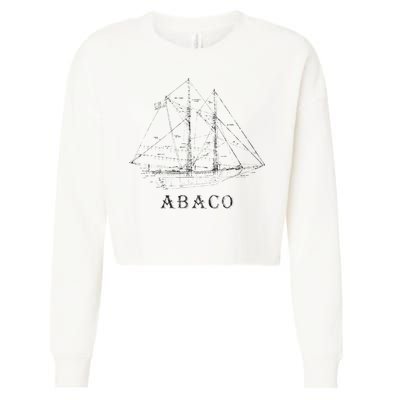 Abaco Bahamas Vintage Retro Classic Sailboat Vacation Cropped Pullover Crew