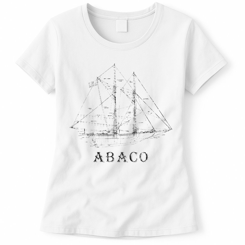 Abaco Bahamas Vintage Retro Classic Sailboat Vacation Womens T-Shirt
