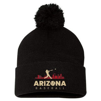 Arizona Baseball Vintage Minimalist Retro Baseball Lover Pom Pom 12in Knit Beanie