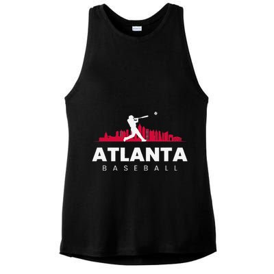 Atlanta Baseball Vintage Minimalist Retro Baseball Lover Ladies PosiCharge Tri-Blend Wicking Tank
