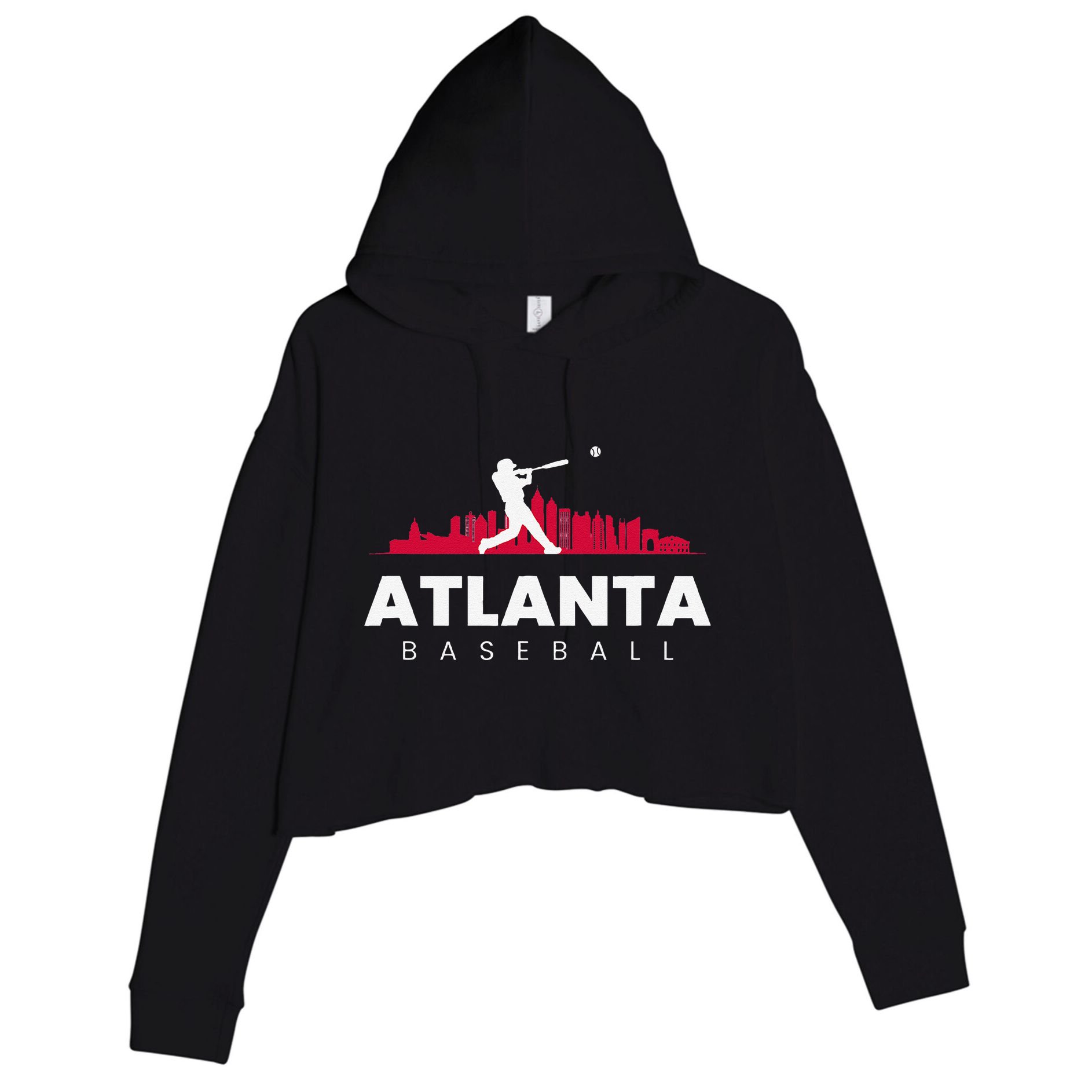 Atlanta Baseball Vintage Minimalist Retro Baseball Lover Crop Fleece Hoodie