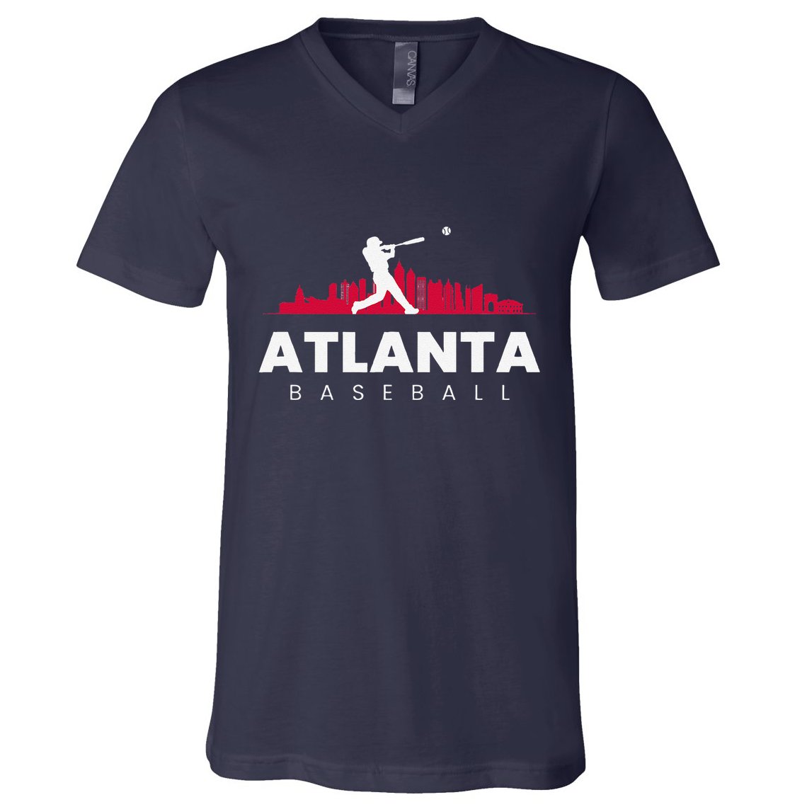 Atlanta Baseball Vintage Minimalist Retro Baseball Lover V-Neck T-Shirt