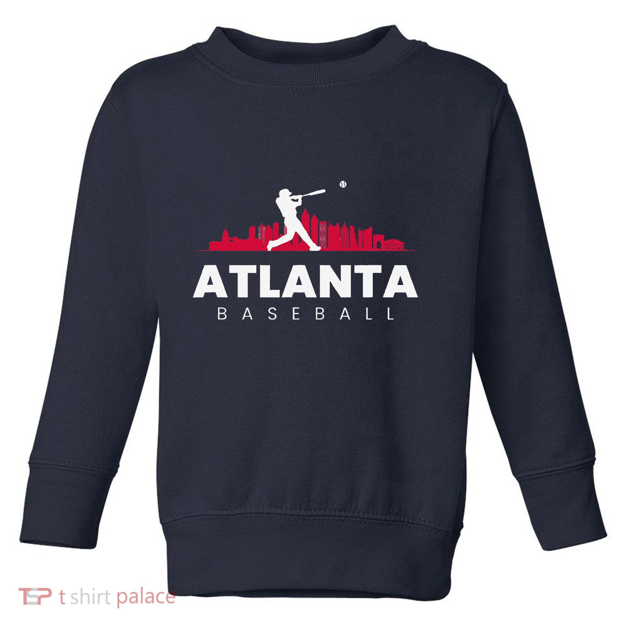 Atlanta Baseball Vintage Minimalist Retro Baseball Lover Toddler Sweatshirt