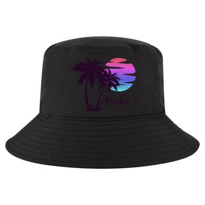 Aruba Beach Vacation Caribbean Cruise Retro Sunset Palm Tree Meaningful Gift Cool Comfort Performance Bucket Hat
