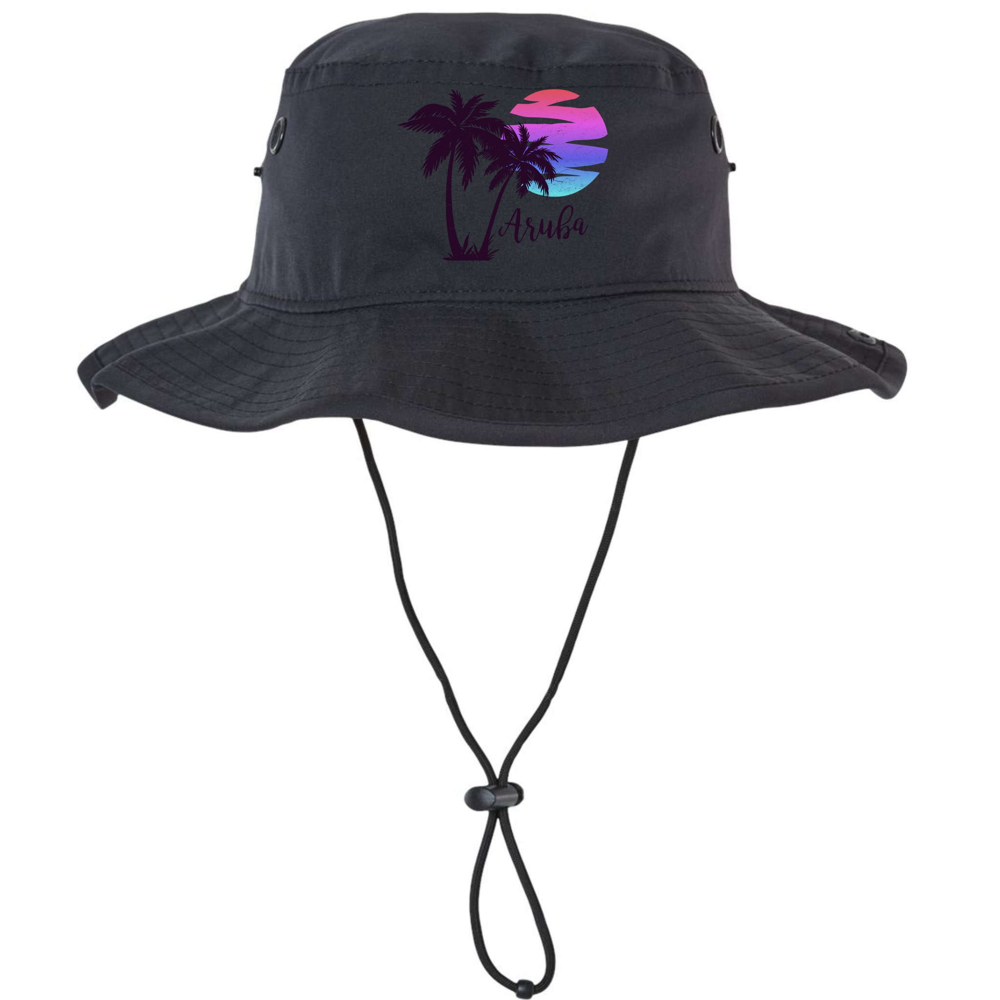 Aruba Beach Vacation Caribbean Cruise Retro Sunset Palm Tree Meaningful Gift Bucket Hat