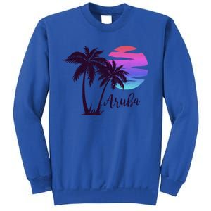 Aruba Beach Vacation Caribbean Cruise Retro Sunset Palm Tree Meaningful Gift Sweatshirt