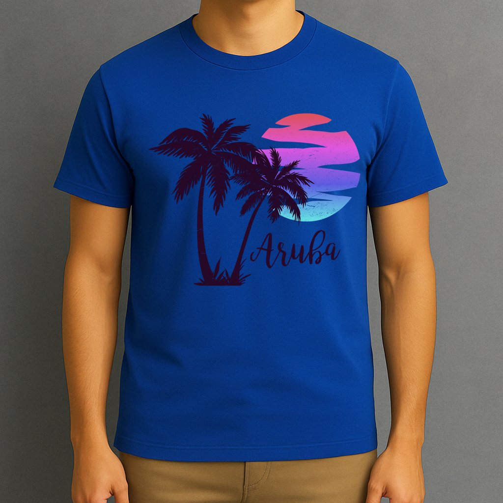Aruba Beach Vacation Caribbean Cruise Retro Sunset Palm Tree Meaningful Gift T-Shirt