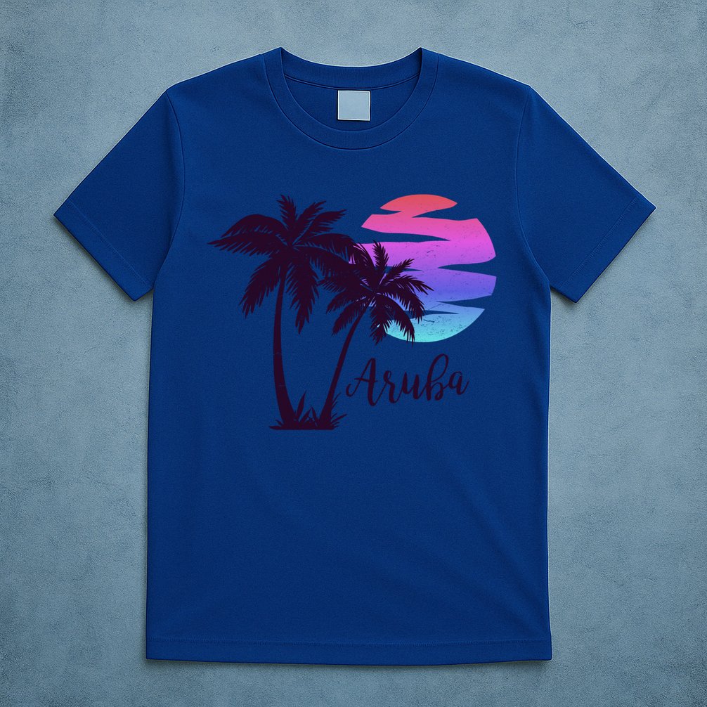 Aruba Beach Vacation Caribbean Cruise Retro Sunset Palm Tree Meaningful Gift T-Shirt