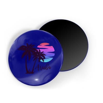 Aruba Beach Vacation Caribbean Cruise Retro Sunset Palm Tree Meaningful Gift Magnet