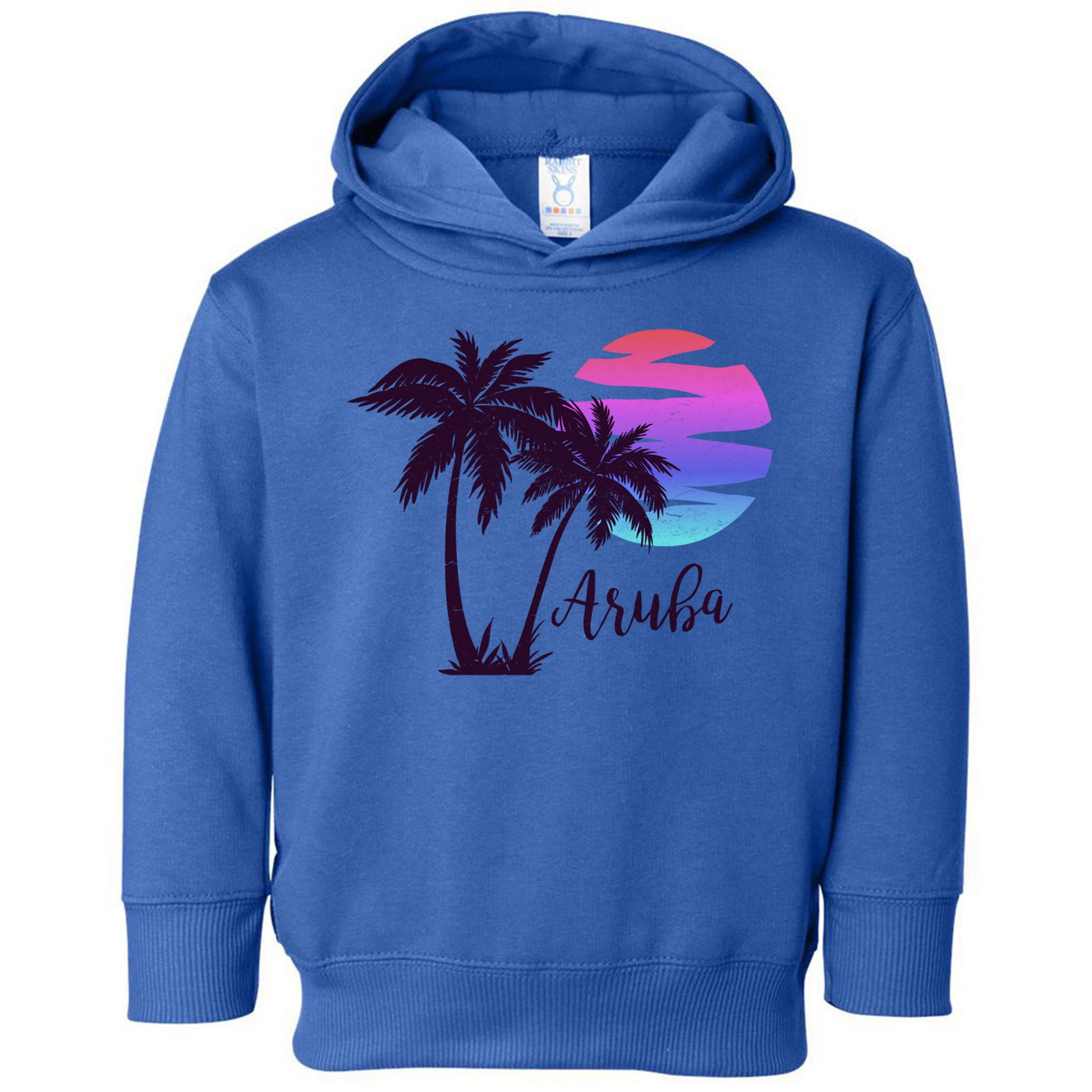 Aruba Beach Vacation Caribbean Cruise Retro Sunset Palm Tree Meaningful Gift Toddler Hoodie