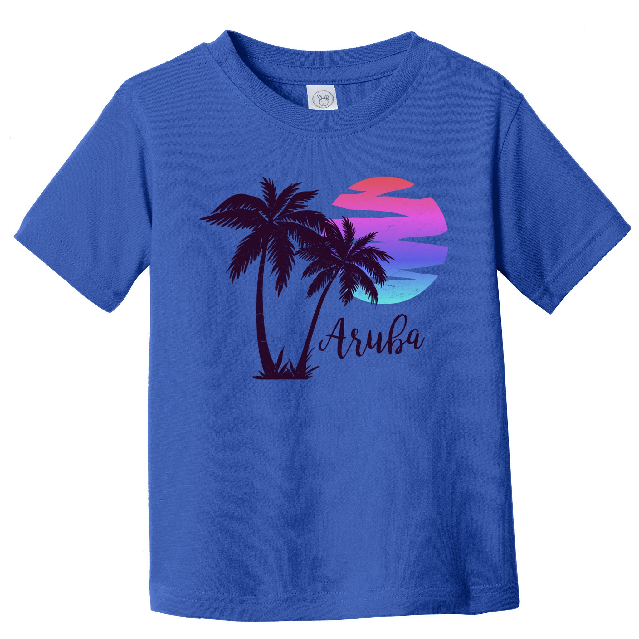 Aruba Beach Vacation Caribbean Cruise Retro Sunset Palm Tree Meaningful Gift Toddler T-Shirt