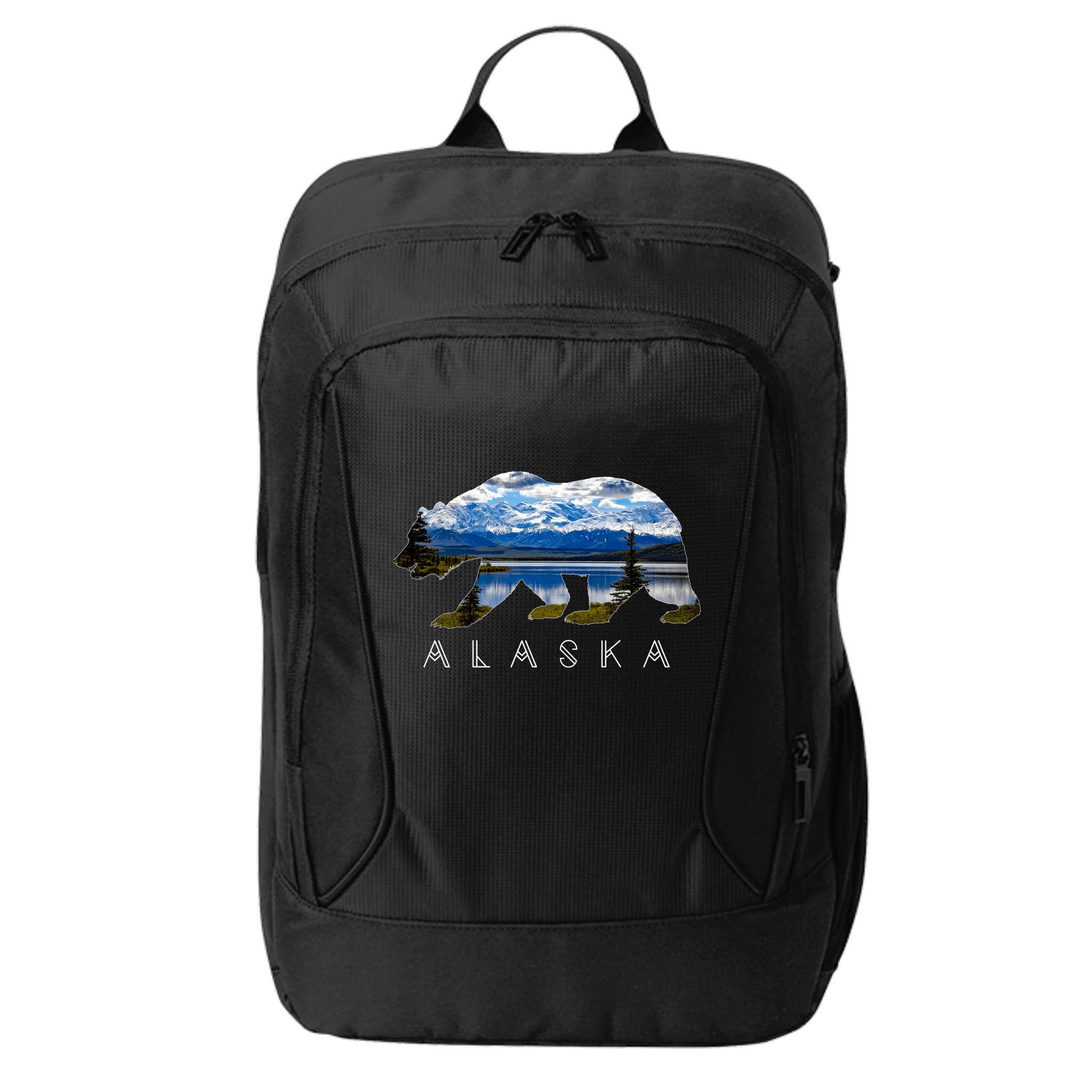 Alaskan Bear With Lake & Mountain Souvenir City Backpack