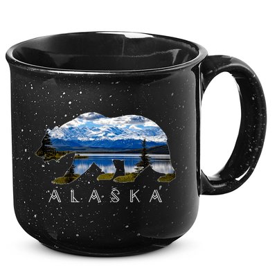 Alaskan Bear With Lake & Mountain Souvenir 15oz Campfire Ceramic Mug