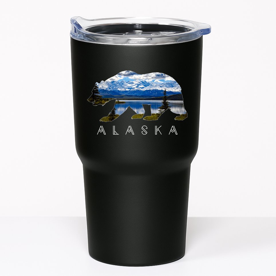 Alaskan Bear With Lake & Mountain Souvenir Tumbler