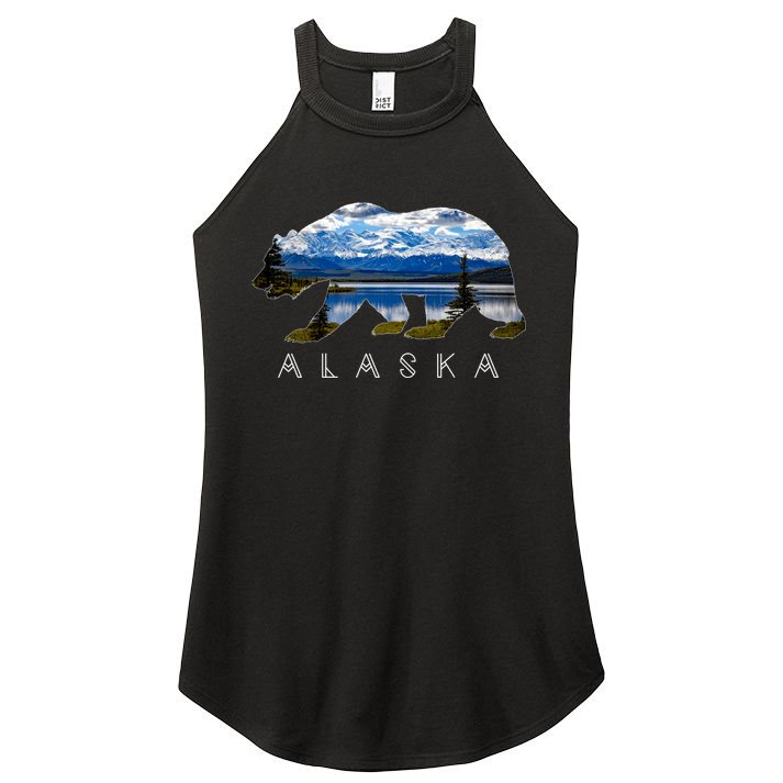 Alaskan Bear With Lake & Mountain Souvenir Women's Perfect Tri Rocker Tank