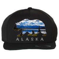 Alaskan Bear With Lake & Mountain Souvenir Wool Snapback Cap