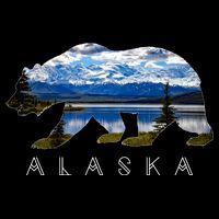 Alaskan Bear With Lake & Mountain Souvenir Wool Snapback Cap