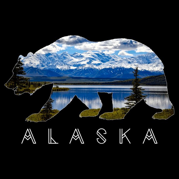 Alaskan Bear With Lake & Mountain Souvenir Wool Snapback Cap