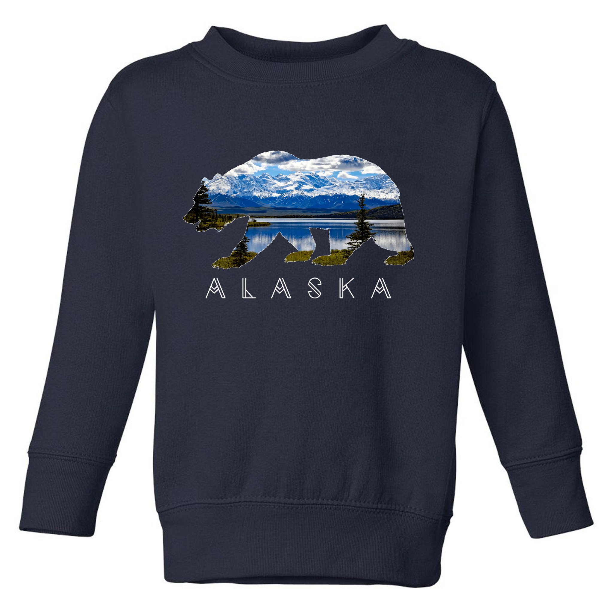Alaskan Bear With Lake & Mountain Souvenir Toddler Sweatshirt