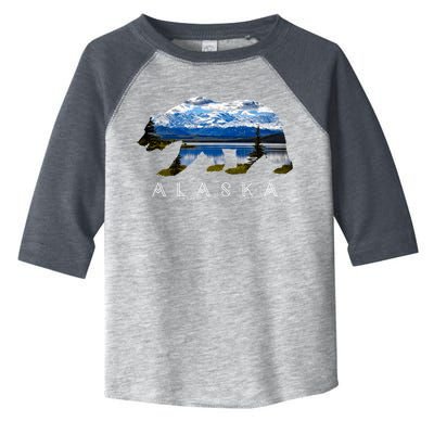 Alaskan Bear With Lake & Mountain Souvenir Toddler Fine Jersey T-Shirt
