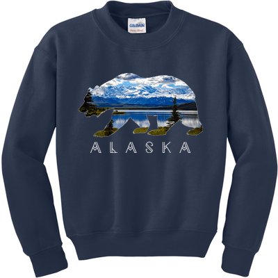 Alaskan Bear With Lake & Mountain Souvenir Kids Sweatshirt