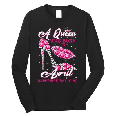 April Birthday Wo Party Diamond High Heel Long Sleeve Shirt