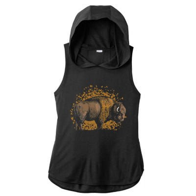 American Bison Wild Animal Gift Idea Men Kids Buffalo Ladies PosiCharge Tri-Blend Wicking Draft Hoodie Tank