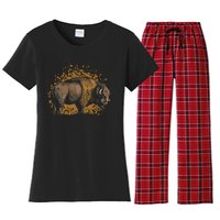 American Bison Wild Animal Gift Idea Men Kids Buffalo Women's Flannel Pajama Set