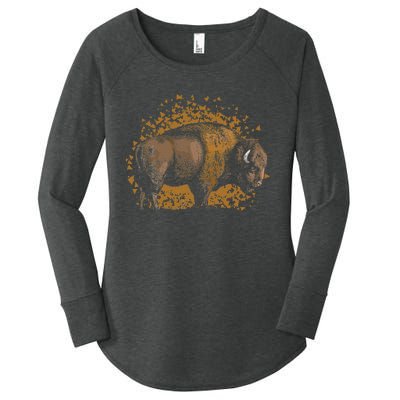 American Bison Wild Animal Gift Idea Men Kids Buffalo Women's Perfect Tri Tunic Long Sleeve Shirt