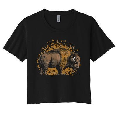 American Bison Wild Animal Gift Idea Men Kids Buffalo Women's Crop Top Tee