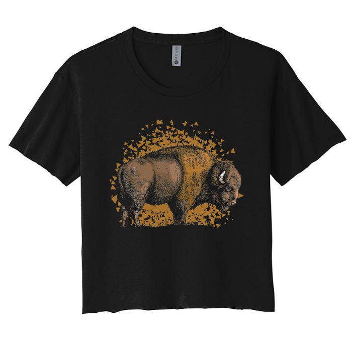 American Bison Wild Animal Gift Idea Men Kids Buffalo Women's Crop Top Tee