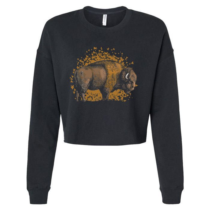 American Bison Wild Animal Gift Idea Men Kids Buffalo Cropped Pullover Crew