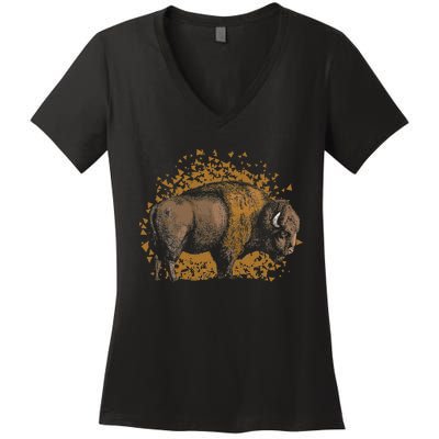 American Bison Wild Animal Gift Idea Men Kids Buffalo Women's V-Neck T-Shirt