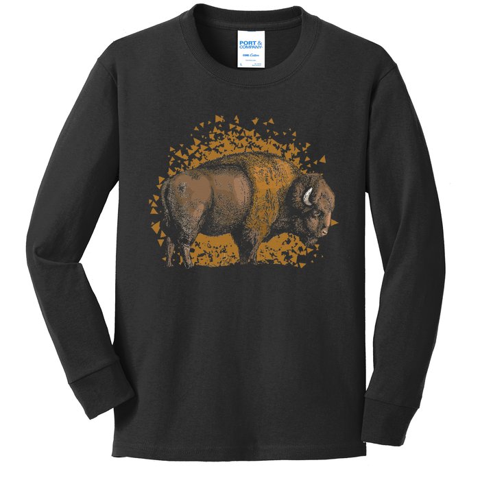 American Bison Wild Animal Gift Idea Men Kids Buffalo Kids Long Sleeve Shirt