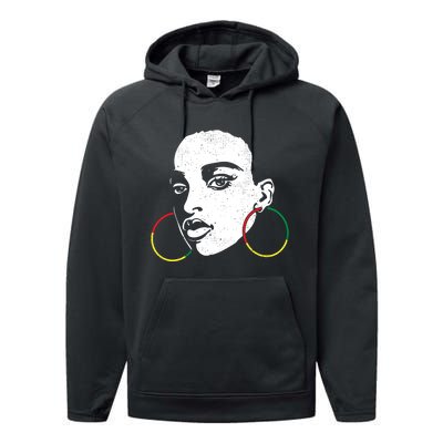 Afro Black Woman Afican Color Cool Black History Month Gift Performance Fleece Hoodie