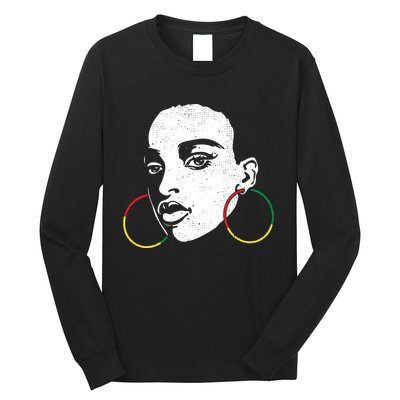 Afro Black Woman Afican Color Cool Black History Month Gift Long Sleeve Shirt