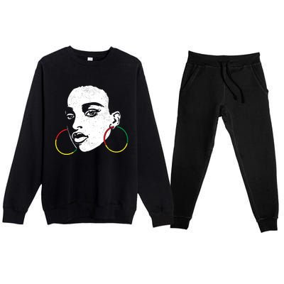 Afro Black Woman Afican Color Cool Black History Month Gift Premium Crewneck Sweatsuit Set