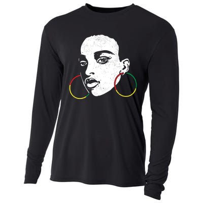 Afro Black Woman Afican Color Cool Black History Month Gift Cooling Performance Long Sleeve Crew