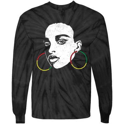 Afro Black Woman Afican Color Cool Black History Month Gift Tie-Dye Long Sleeve Shirt