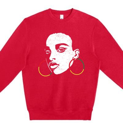 Afro Black Woman Afican Color Cool Black History Month Gift Premium Crewneck Sweatshirt