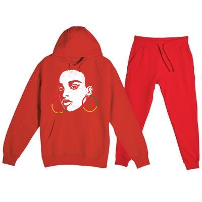 Afro Black Woman Afican Color Cool Black History Month Gift Premium Hooded Sweatsuit Set