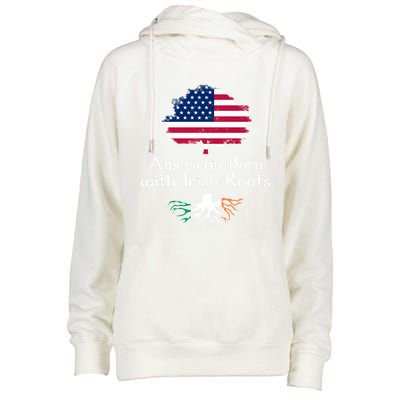 American Born With Irish Roots St Patrick's Day Gift Womens Funnel Neck Pullover Hood