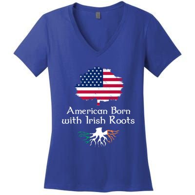 American Born With Irish Roots St Patrick's Day Gift Women's V-Neck T-Shirt