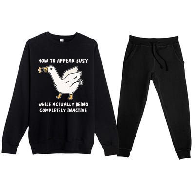 Appear Busy While Being Completely Inactive Premium Crewneck Sweatsuit Set