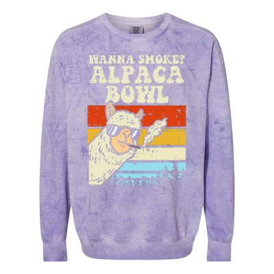 Alpaca Bowl Weed Funny Cannabis 420 Stoner Gift Colorblast Crewneck Sweatshirt