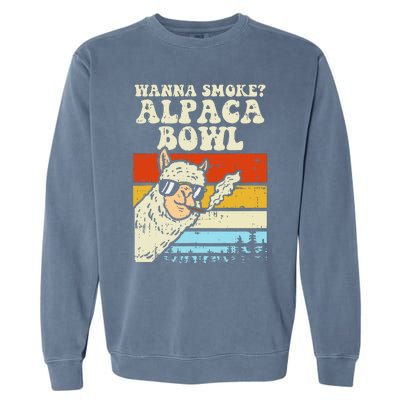 Alpaca Bowl Weed Funny Cannabis 420 Stoner Gift Garment-Dyed Sweatshirt