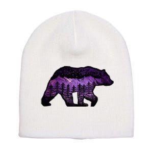 Alaskan Bear With Lake & Mountain Souvenir Short Acrylic Beanie