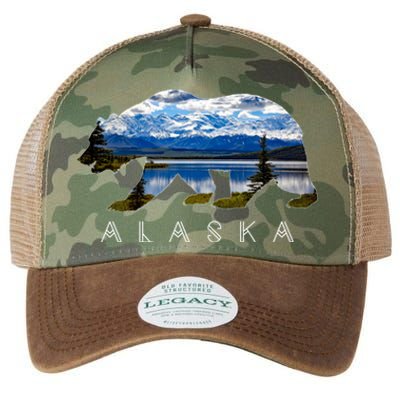 Alaskan Bear With Lake And Mountain Souvenir Gift Legacy Tie Dye Trucker Hat