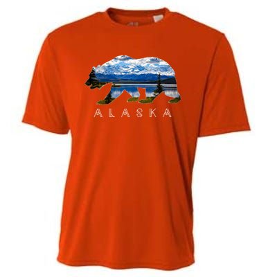 Alaskan Bear With Lake And Mountain Souvenir Gift Cooling Performance Crew T-Shirt